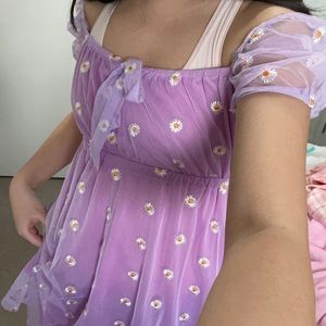 Shein puffer sleeve dress cottagecore